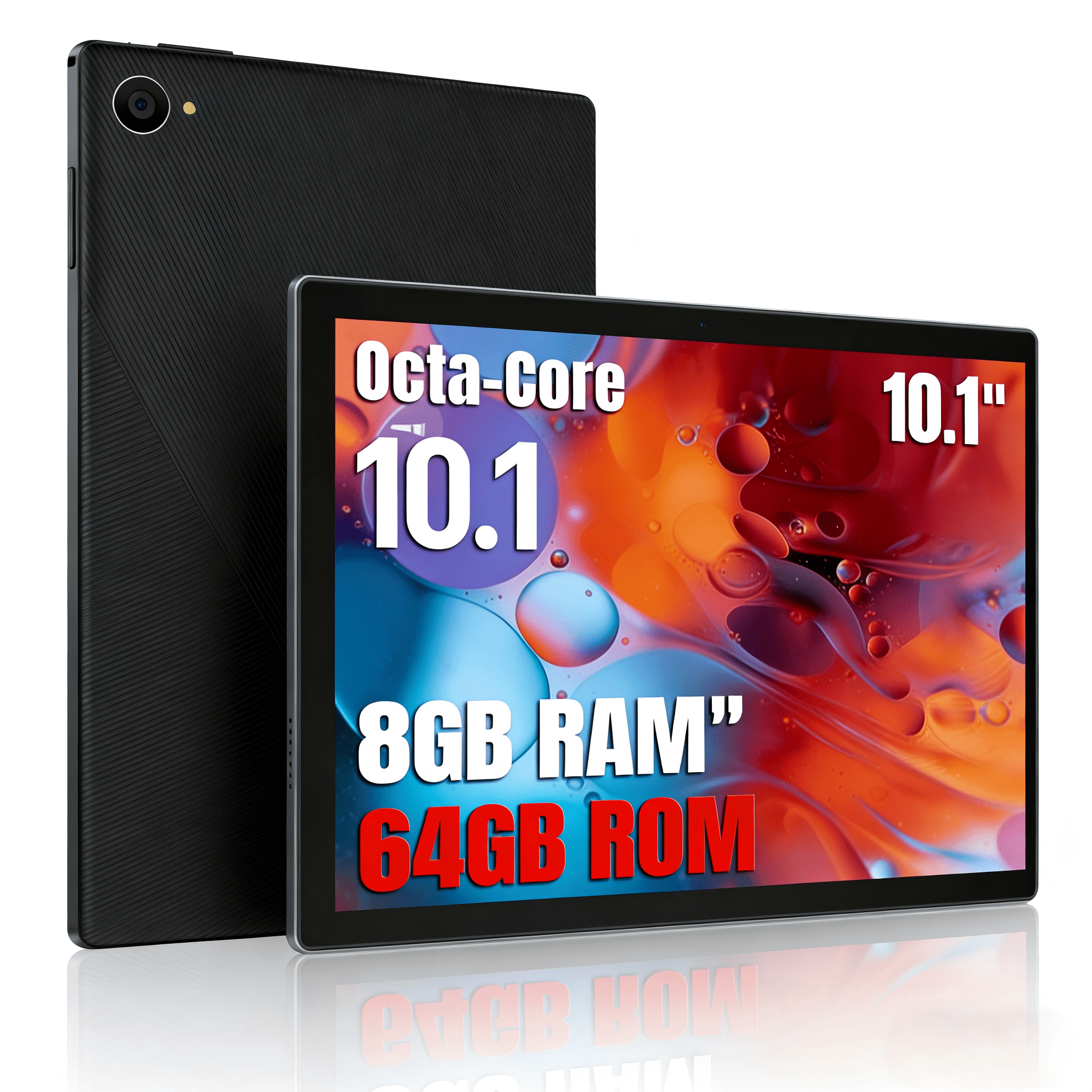 AEEZO Android 14 Tablet 10.1 inch Tablet, 8GB RAM + 64GB ROM 1TB TF, OctaCore 2.0 GHz, WiFi 6, Bluetooth 5.0, Widevine L1, 5MP + 8MP, 5000mAh, Black